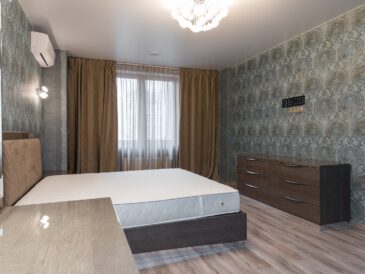 Comfortable bedroom in minimalist style in flat