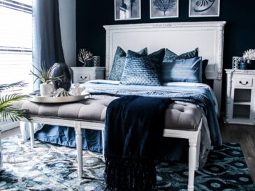 blue and white mattress